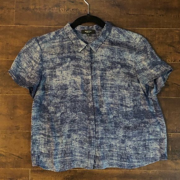 Blue Babaton Blouse 100% Silk - Picture 2 of 3